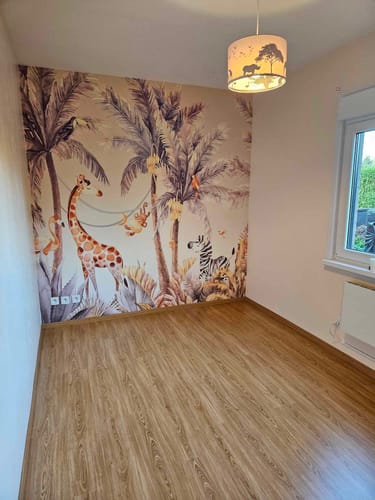 Customer photo review of Papier Peint Animaux Girafe et Jungle Sépia