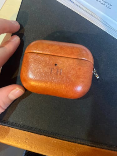 Customer photo review of Custom Leather Air Pod Case Holder Gift