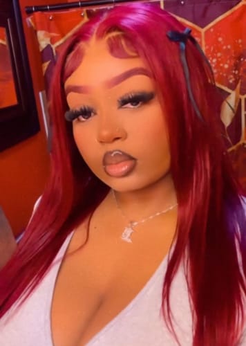 Customer photo review of Wavymy Burgundy 99J Colored Wear Go Wigs Glueless 4x6 Lace Closure Wig 180% Density