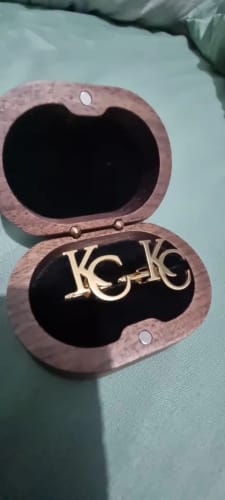 Customer photo review of Personalized Customizable Wedding Groom's Cufflinks and Gift Box