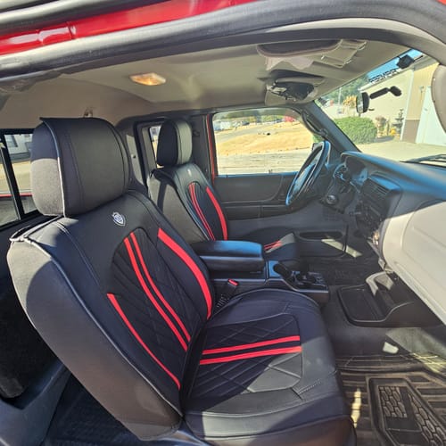Customer photo review of Red & Black Ultra Car Seat Covers