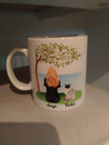 Customer photo review of Woman & Cats Mug - Life is better with a Cat -Personalised Mug