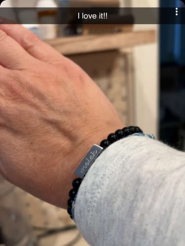 Customer photo review of 6mm Matte Black Rectangle Bead Bracelet