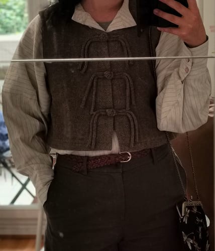 Customer photo review of Luzhou 鹭洲 Modernized Ming Qing Wool Vest Majia Cross Collared Tieli Dress Daily Set