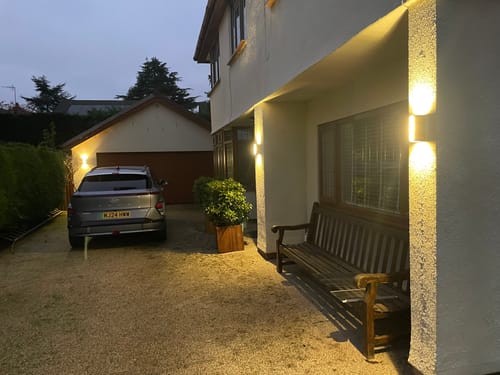 Customer photo review of 12W LED Interior / Exterior Wall Light Up Down Front Opal Diffuser IP65 Black Aluminum, 1.5M Pre-wired cable