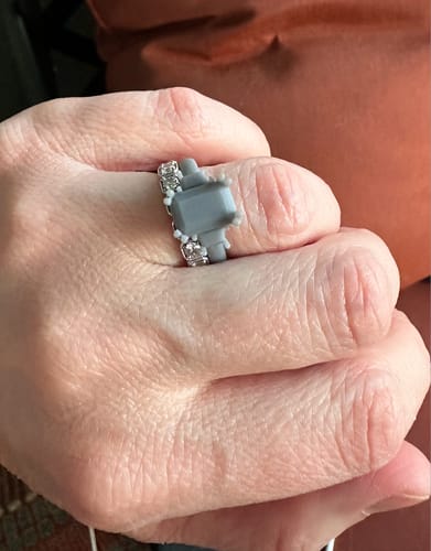 Customer photo review of Plunge Three Stone | Radiant & Trapezoids