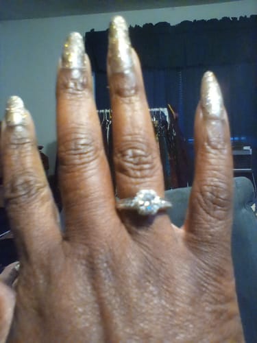 Customer photo review of Halo Moissanite Channel Set Accents Engagement Ring