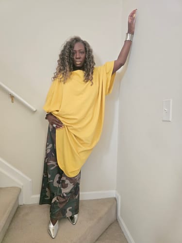 Customer photo review of Relaxed Gathered Yellow Top