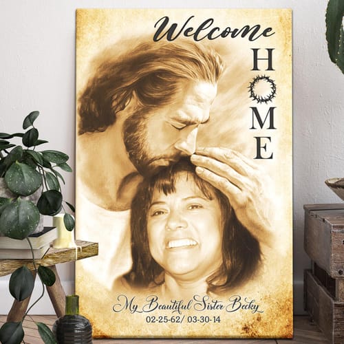 Customer photo review of Custom Canvas Prints, God Sympathy Gifts, Jesus Memorial Gift, Remembrance Gifts, Bereavement Gift, Welcome Home Jesus Canvas