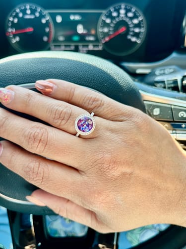 Customer photo review of Bedazzled Circle Opal Cremation Ring