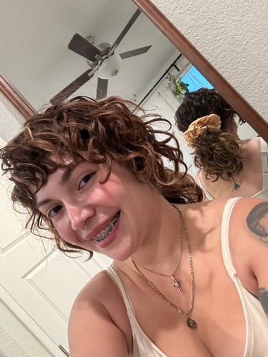 Customer photo review of Peach Fuzz Silk Scrunchie