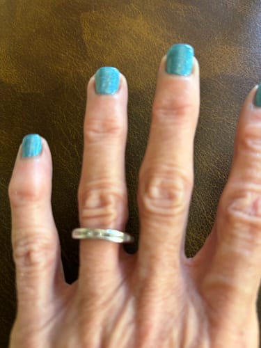 Customer photo review of Baguette Moissanite Channel Set Half Eternity Wedding Band Stackable Ring
