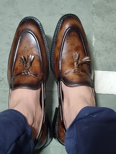 Customer photo review of Luxuy Tabbacco Texture With Tie Penny Loafer