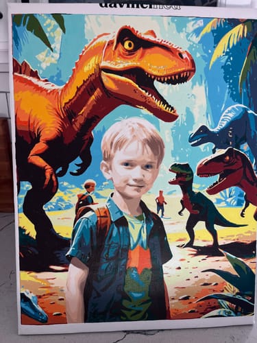 Customer photo review of "Dinosaur Safari" Paint by Numbers Kit