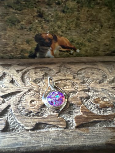 Customer photo review of Celtic Drop Pendant with Cremation Ashes