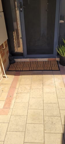 Customer photo review of Parquet Tiles Geometrical Rubber Bordered Coir Doormat