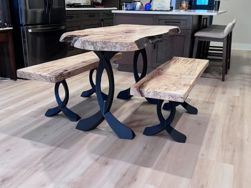 Customer photo review of Bench Legs 108 Curva 16H for Modern Wooden Tabletop