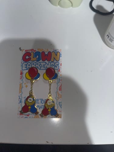 Customer photo review of Dangling Clown Earrings