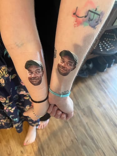 Customer photo review of Custom Photo Face Temporary Tattoo