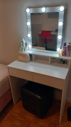 Customer photo review of Τραπέζι Μπουντουάρ Μακιγιάζ Μεικαπ Τουαλέτας Κρεβατοκάμαρας Καθρέφτης Λευκό με Φωτισμό LED Ρυθμιζόμενη Φωτεινότητα RD-T114W01