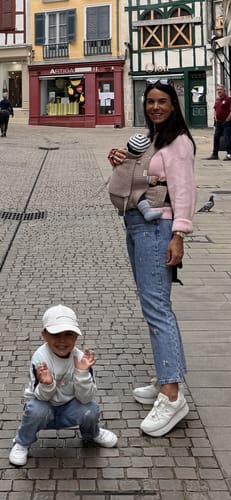 Customer photo review of Taupe Waffle Exquis Baby Carrier