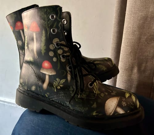 Customer photo review of Foraging Boots - Vegan Leather Doc-Style Boots with Durable Stitched on Soles