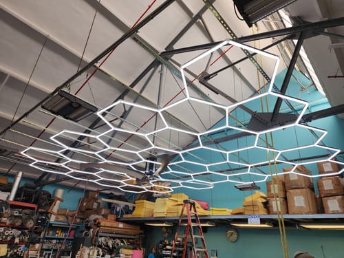 Customer photo review of Hexagon Garage Grid Hanging Kit