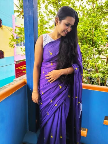 Customer photo review of Filtered Flair (Hand Embroidery Mul Mul Cotton Saree)