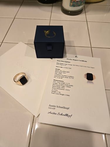 Customer photo review of Large Vintage 10k Yellow Gold 3.54ct Onyx Signet Style Ring 11.75