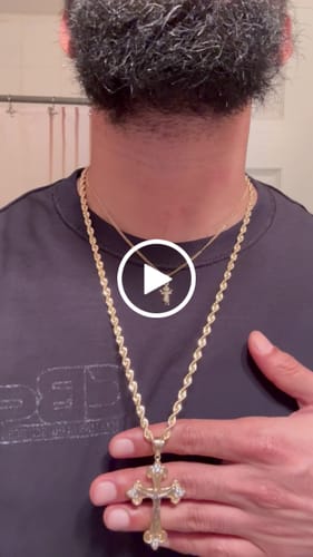 Customer video review of *NEW* 14k Cross Pendant W/ Hollow Rope Chain (4.4 MM//26” in) JTJ™