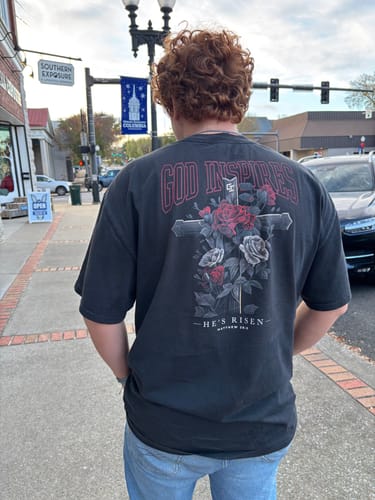 Customer photo review of Theophany 'He's Risen' Heavy Faded T-Shirt
