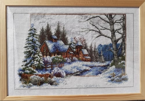Customer photo review of Kreuzstich - Haus in einer Schneelandschaft | 50x30 cm