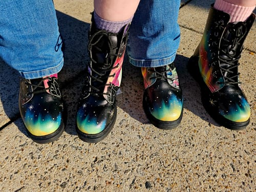 Customer photo review of Northern Lights Boots - Vegan Leather Doc-Style Boots with Durable Stitched on Soles