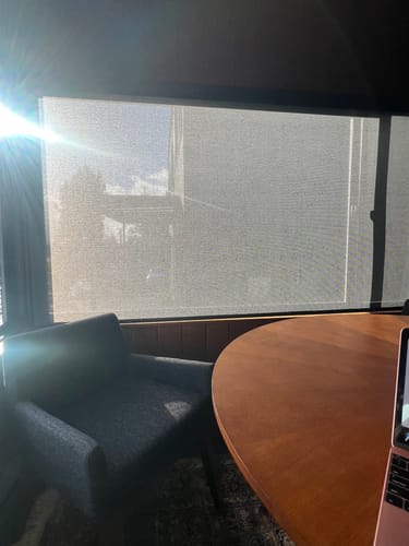 Customer photo review of SmartWings Motorized Light Filtering Roller Shades 60%/70% Blackout Twilight