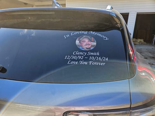 Customer photo review of Custom Pet In Loving Memory Decal