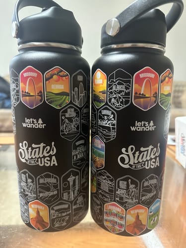 Customer photo review of Let's Wander™ 50 States Of The USA Water Bottle + Stickers