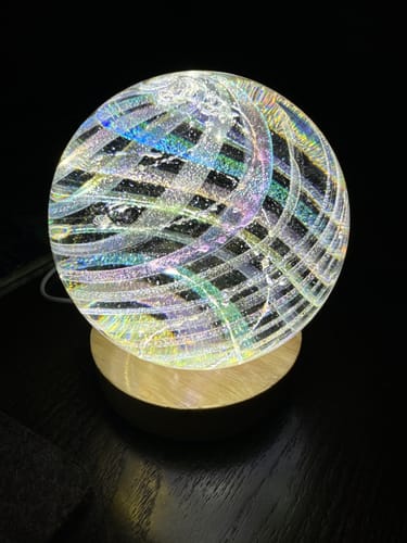 Customer photo review of Dichroic Rainbow Orb with Cremains