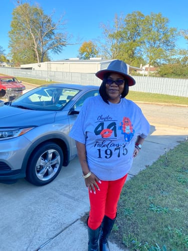 Customer photo review of Chapter 50, Fabulous Since 1974 50th Birthday Unique T Shirt For Woman, Custom Birthday Shirt, Her Gifts For 50 Years Old , Turning 50 Birthday Cotton Shirt - HCT