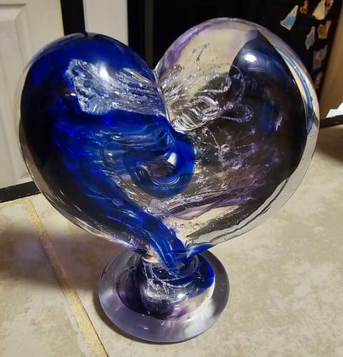 Customer photo review of Glass Heart with Cremains - Standing