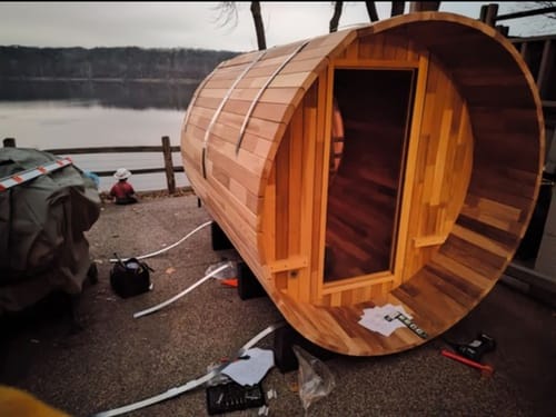 Customer photo review of Smartmak® 6-8 people Barrel Sauna with Panoramic View - Barrel 7
