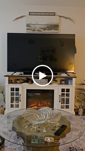 Customer video review of Astorga 58" Glass Door Modern Farmhouse Fireplace TV Stand