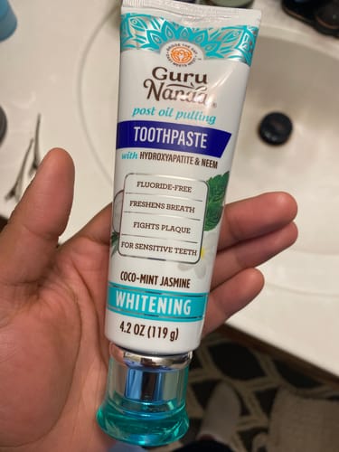 Customer photo review of Fluoride Free, Hydroxyapatite, Whitening Toothpaste - Freshens Breath, Fights Plaque - CocoMint Jasmine Neem, 4.2oz