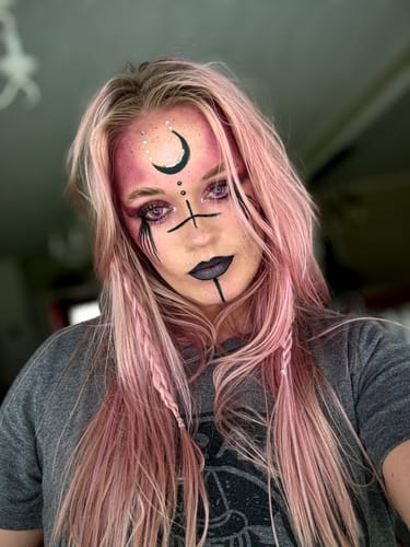 Customer photo review of Violet Cat Eye Contacts