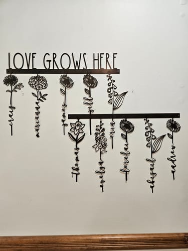 Customer photo review of Birth Month Flowers - 3 pack - Family Name Sign Mother's Day Gift