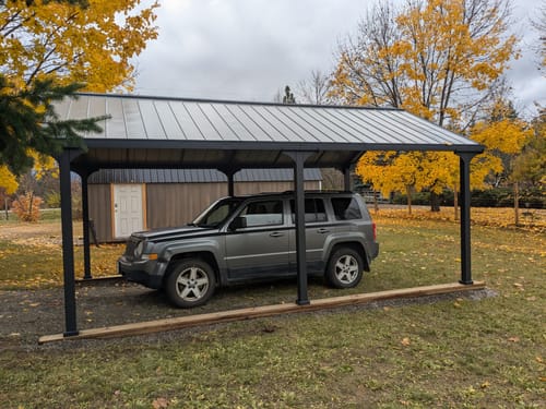 Customer photo review of SUNJOY 12x20 Metal Carport Heavy-Duty Steel Gable Roof Gazebo with 2 Ceiling Hooks