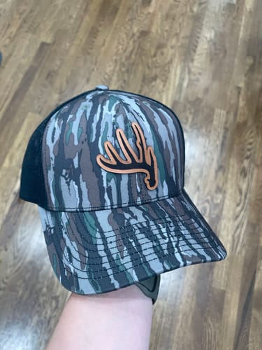 Customer photo review of Custom Leather Patch Trucker Hat - Richardson 112P