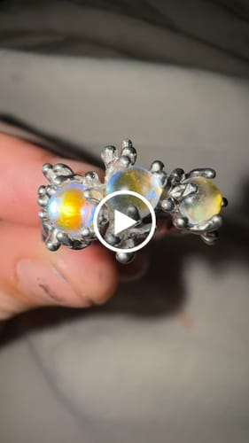 Customer video review of Moon Stone S925 Sterling Silver 24K Gold Plating Coral Adjustable Opening Ring™