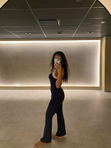 Customer photo review of The Sculpt Onesie / Navy-Crème