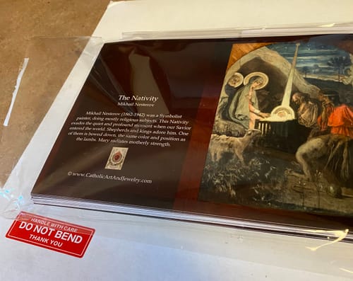 Customer photo review of Christmas Card – The Nativity – "Come Let Us Adore Him" – 5x7" when folded – with Envelope – 1 / 10 / 50 / 100 – by Mikhail Nesterov