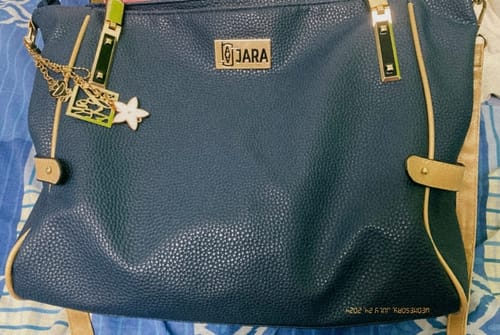 Customer photo review of VENICE LEATHER TOTE BAG - NAVY BLUE